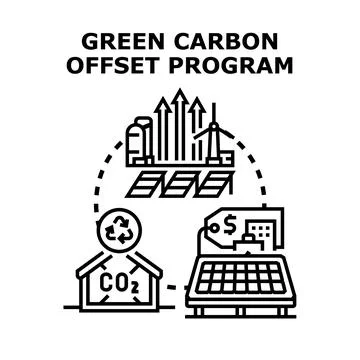 Green carbon offset program balancing ecology economy 스톡 일러스트