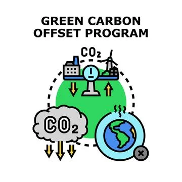 Green carbon offset program concept protecting planet Stock Illustration