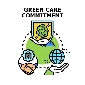 Green care commitment for environmental protection and sustainable developmen Stock Illustration