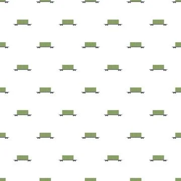 Green cargo containers on flatbed railway pattern Stock Illustration