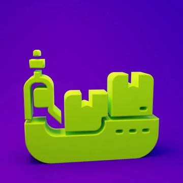 Green Cargo ship with boxes delivery service icon isolated on purple-blue b.. Stock Illustration