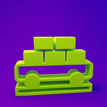 Green Cargo train wagon icon isolated on purple-blue background. Full freig.. Stock Illustration