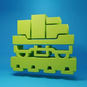 Green Cargo train wagon icon isolated on blue background. Full freight car... Stock Illustration