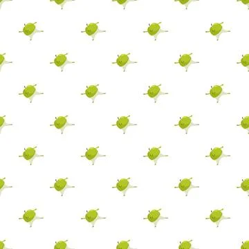 Green cartoon apple seamless pattern on white background Stock Illustration