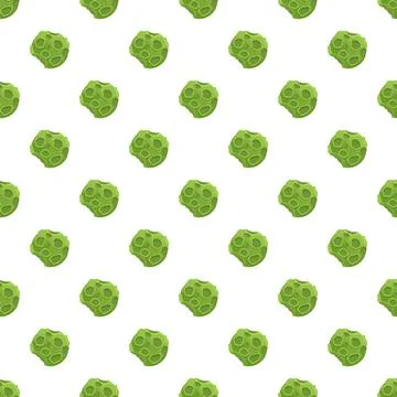 Green cartoon asteroids forming seamless space pattern Stock Illustration