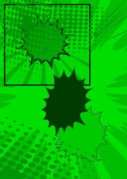 Green cartoon background, comic book abstract backdrop. Retro vector comics.. Stockillustratie