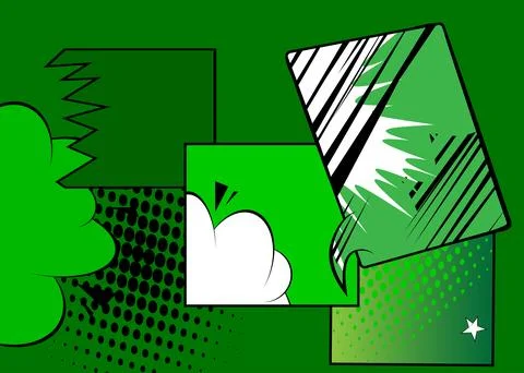 Green cartoon background, comic book abstract backdrop. Retro vector comics.. Stock Illustration