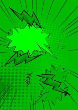 Green cartoon background, comic book abstract backdrop. Retro vector comics.. Stock Illustration