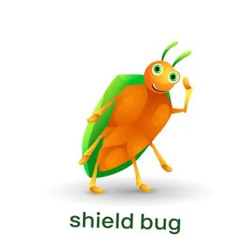 Green cartoon beetle, shield bug. Stock Illustration