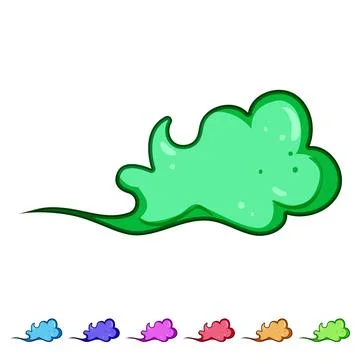 Green cartoon cloud symbolizing toxic gas or odor Stock Illustration