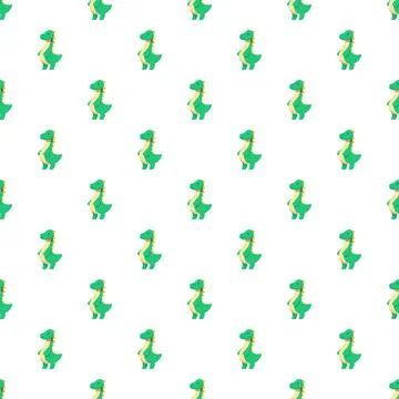 Green cartoon dinosaur seamless pattern for kids Stock Illustration