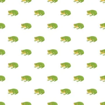 Green cartoon frog seamless pattern illustrating wildlife design Stock Illustration