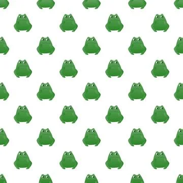 Green cartoon frog seamless pattern Stock Illustration