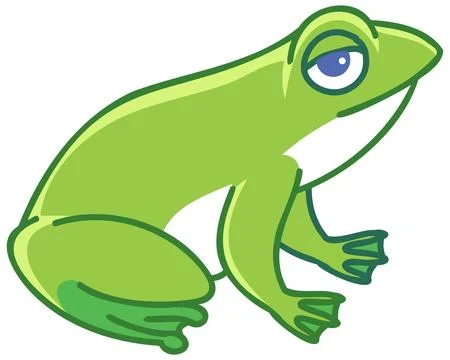 Green Cartoon Frog Vector Illustration Isolated on White Background Stock Illustration