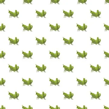 Green cartoon grasshopper seamless repeating pattern background design Stock Illustration