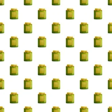Green cartoon jars pattern with natural sweetener Stock Illustration