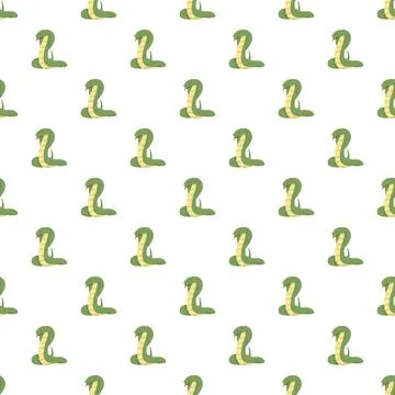 Green cartoon snake repeating seamless pattern background Stock Illustration
