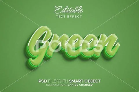 Green cartoon text style editable effect Modello PSD