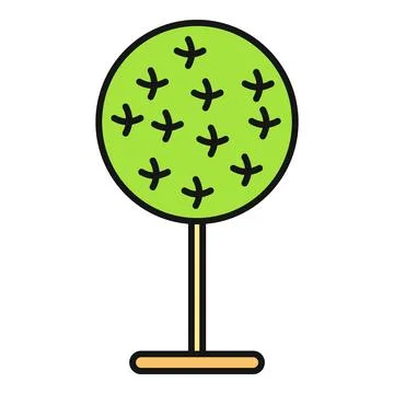 Green cartoon tree icon for ecological design Stock Illustration