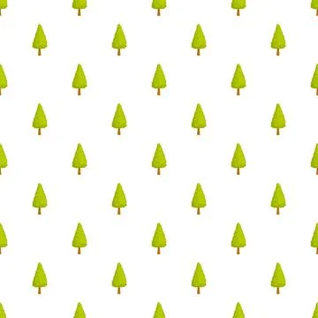 Green cartoon trees seamless repeating pattern background Stock Illustration