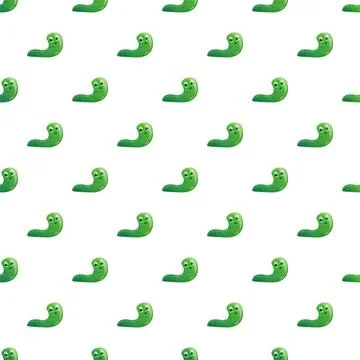Green cartoon worm characters creating seamless pattern Illustrazione stock