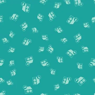 Green Case of computer icon isolated seamless pattern on green background. .. Illustrazione stock