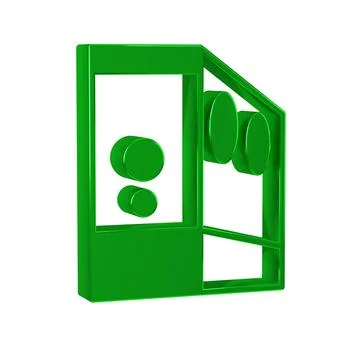 Green Case of computer icon isolated on transparent background. Computer se.. Stock Illustration