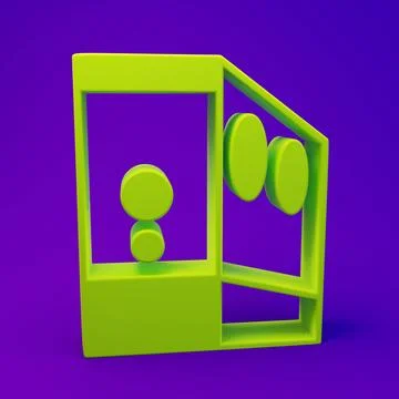 Green Case of computer icon isolated on purple-blue background. Computer se.. Stockillustratie