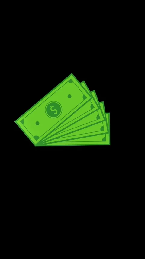 Green cash stack icon shows simple money, payment, profit, finance in motion sty Stock Footage 340577583