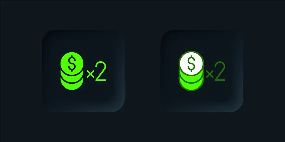 Green Casino chip with dollar symbol icon isolated on black background. Cas.. Stock Illustration
