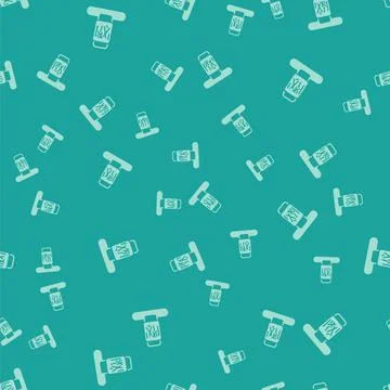 Green Cat scratching post with toy icon isolated seamless pattern on green Illustrazione stock
