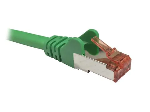 Green CAT6A Ethernet Patch Lead Stock Photos