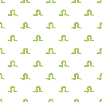 Green caterpillar insect larva repeating seamless pattern Illustrazione stock