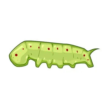 Green caterpillar insect with red spots illustration Stock Illustration