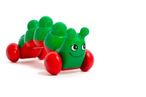 Green caterpillar toy isolated Stock Photos