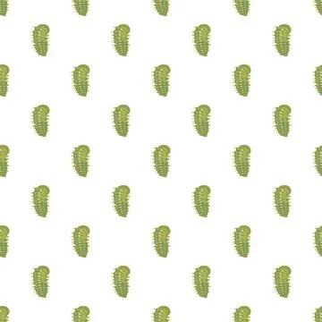 Green caterpillars seamless repeating pattern on white background 스톡 일러스트