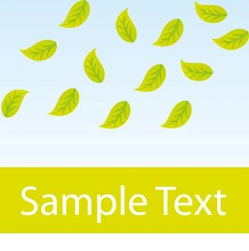 Green catoon fall leaves over sky background. vector Stock Illustration