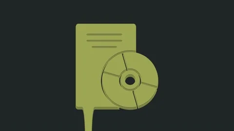Green CD or DVD disk icon isolated on black background. Compact disc sign. 4K Stock-Footage 235435436