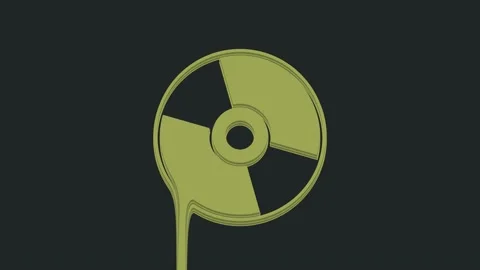 Green CD or DVD disk icon isolated on black background. Compact disc sign. 4K Stock-Footage 235435919