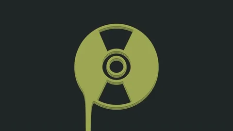 Green CD or DVD disk icon isolated on black background. Compact disc sign. 4K Stock-Footage 235443124