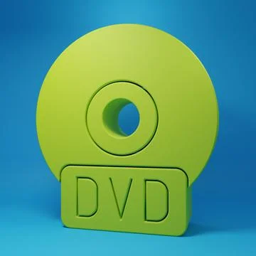 Green CD or DVD disk icon isolated on blue background. Compact disc sign. M.. Stockillustratie