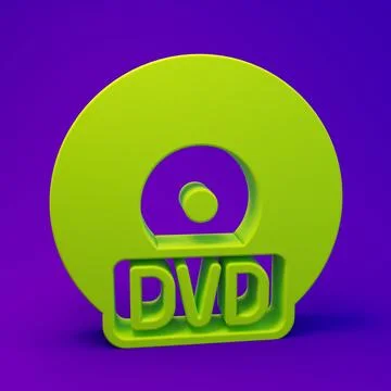 Green CD or DVD disk icon isolated on purple-blue background. Compact disc .. Stock-Illustration