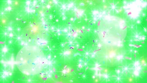 Green celebration background with falling colorful confetti Stock Footage 338179514