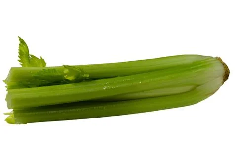 Green celery stalks on white isolate background Stock Photos