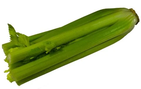 Green celery stalks on white isolate background Stock Photos