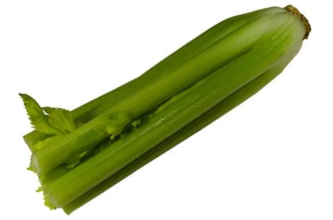 Green celery stalks on white isolate background Stock Photos