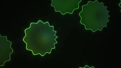 Green cells under microscope glowing. Stock Footage 334885042