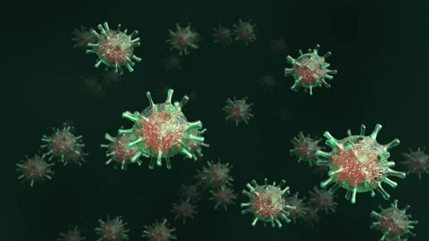 Green cells of the virus in a liquid environment Stock Footage 92814892