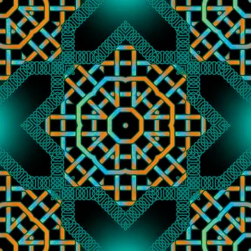 Green celtic mandalas seamless pattern. Vector lines background. Repeat line  Illustrazione stock