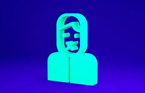 Green Censor and freedom of speech concept icon isolated on blue background.  Illustrazione stock